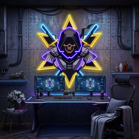 Ninja With Skull Mask LED Neon Sign Light Pop Art