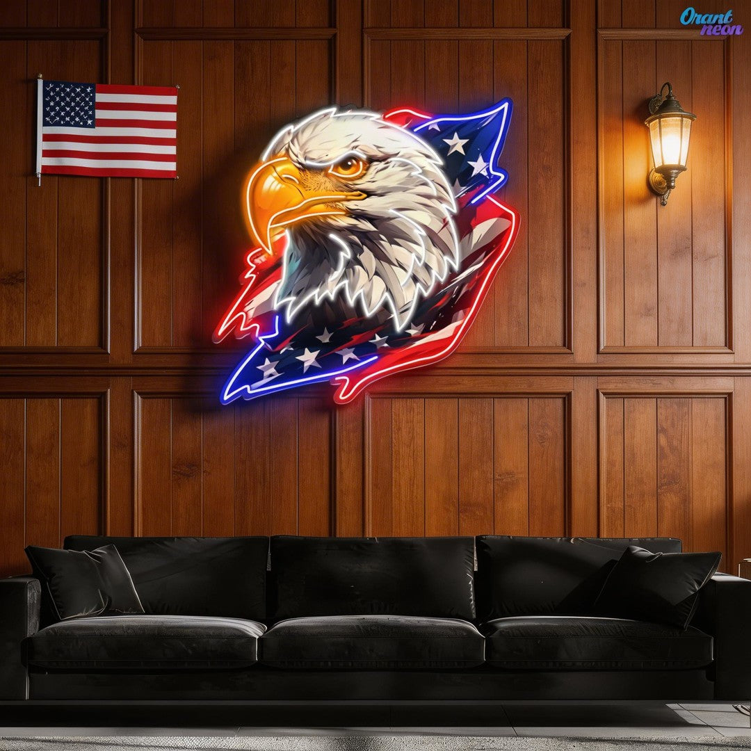 Stars, Stripes, and Soaring Eagles: A Neon Tribute Neon Sign Light Artwork