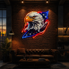 Stars, Stripes, and Soaring Eagles: A Neon Tribute Neon Sign Light Artwork