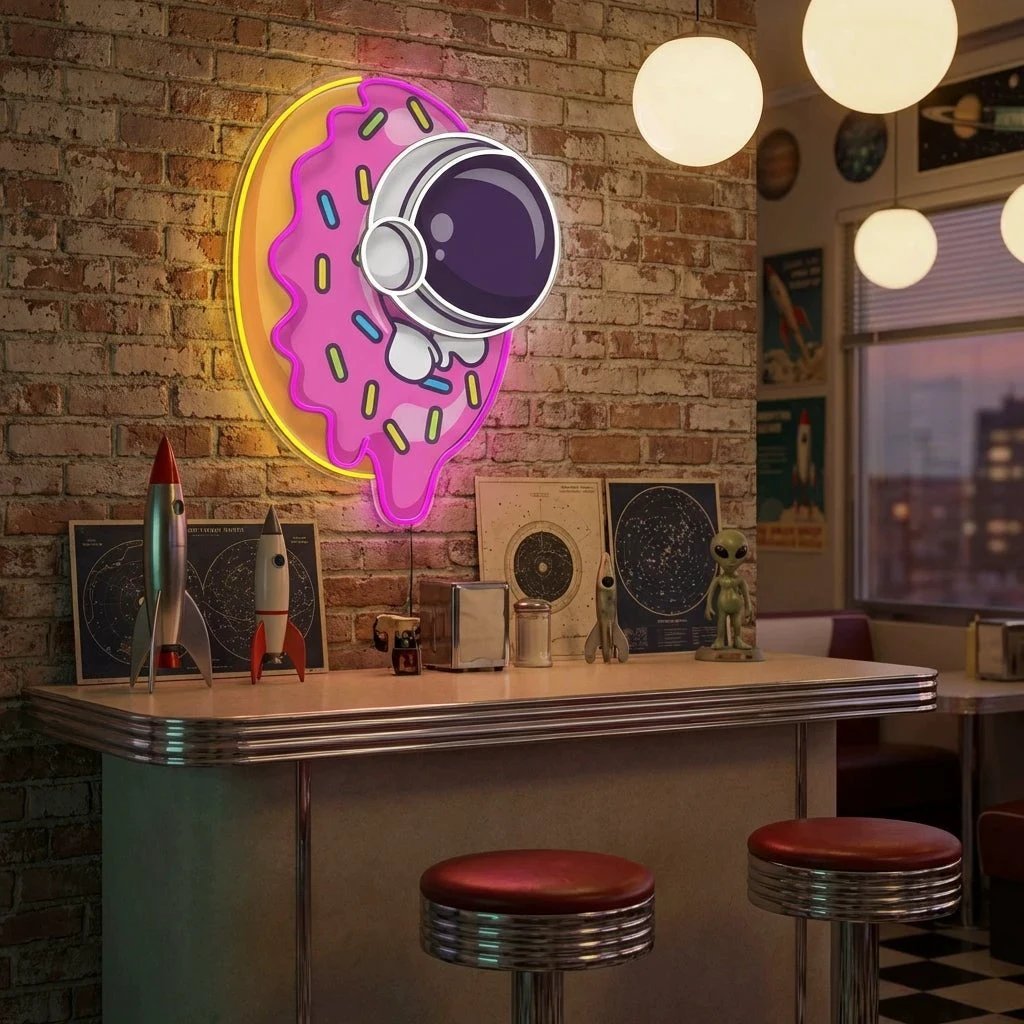 Donut Astronaut Art work Led Neon Sign Light