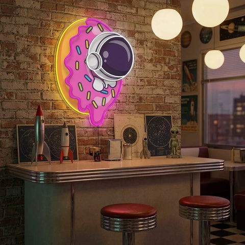 Donut Astronaut Art work Led Neon Sign Light