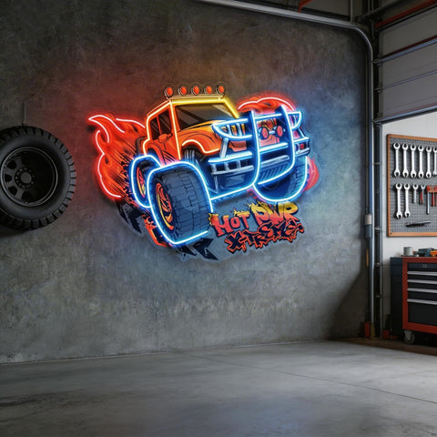 Off Road Truck With Hot Power Extreme LED Neon Sign Light Pop Art