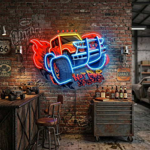 Off Road Truck With Hot Power Extreme LED Neon Sign Light Pop Art