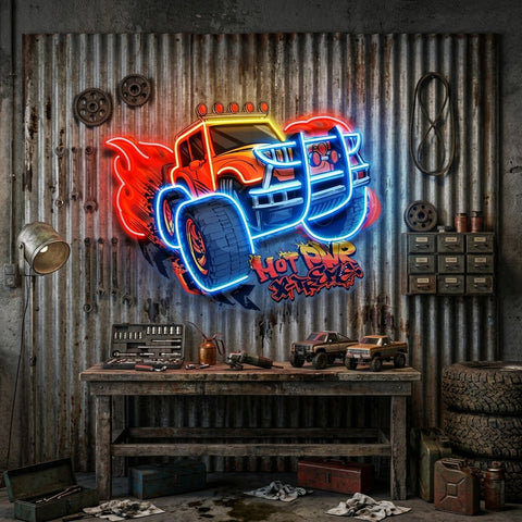 Off Road Truck With Hot Power Extreme LED Neon Sign Light Pop Art