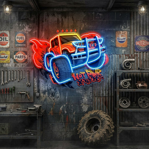 Off Road Truck With Hot Power Extreme LED Neon Sign Light Pop Art