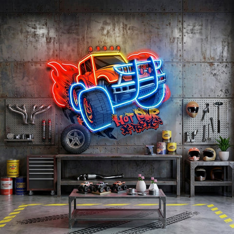 Off Road Truck With Hot Power Extreme LED Neon Sign Light Pop Art
