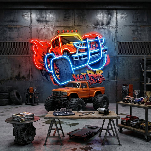 Off Road Truck With Hot Power Extreme LED Neon Sign Light Pop Art