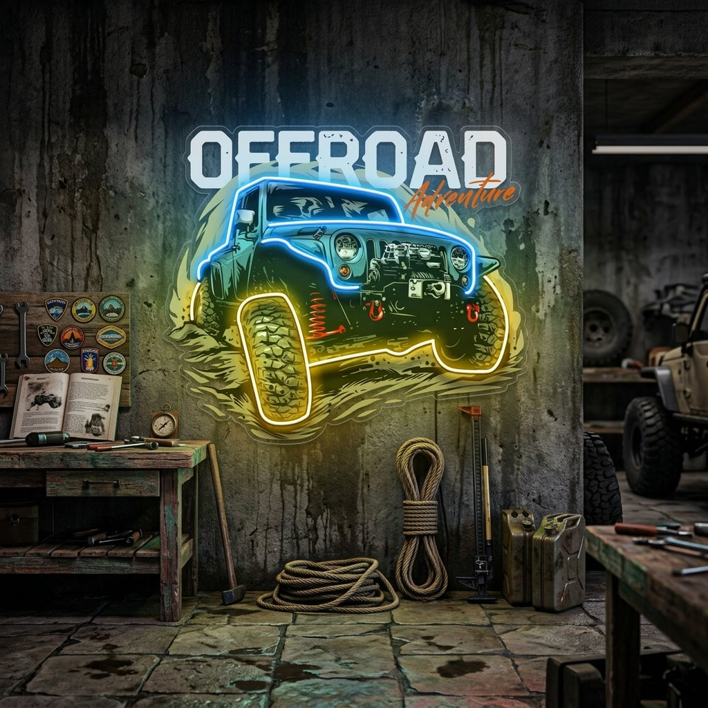 Offroad Adventure Dark Car LED Neon Sign Light Pop Art