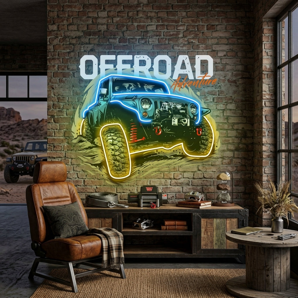 Offroad Adventure Dark Car LED Neon Sign Light Pop Art