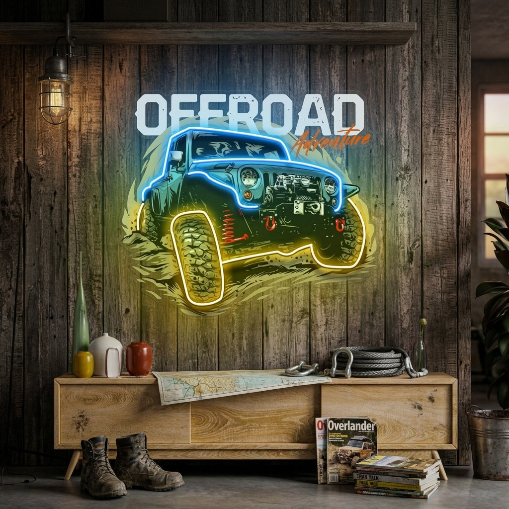 Offroad Adventure Dark Car LED Neon Sign Light Pop Art