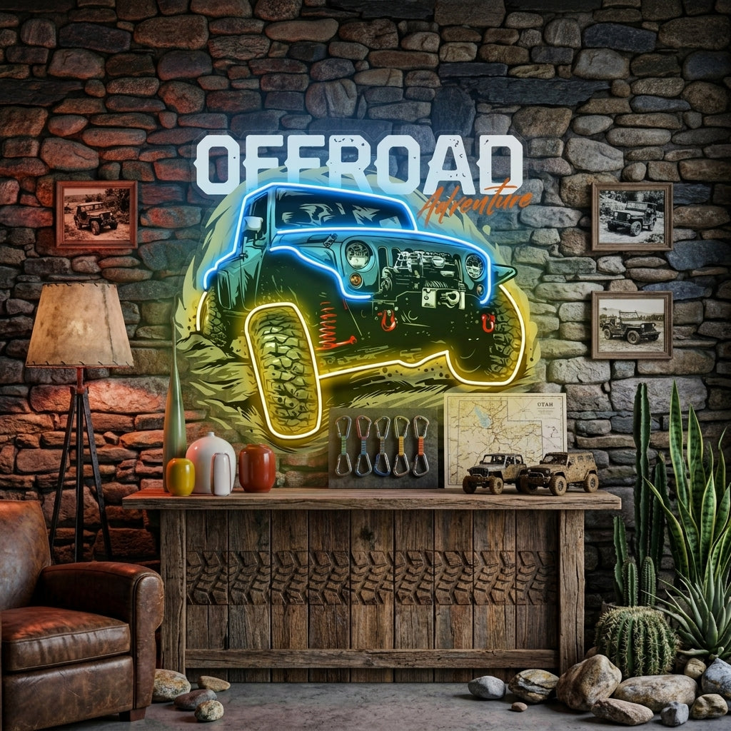 Offroad Adventure Dark Car LED Neon Sign Light Pop Art