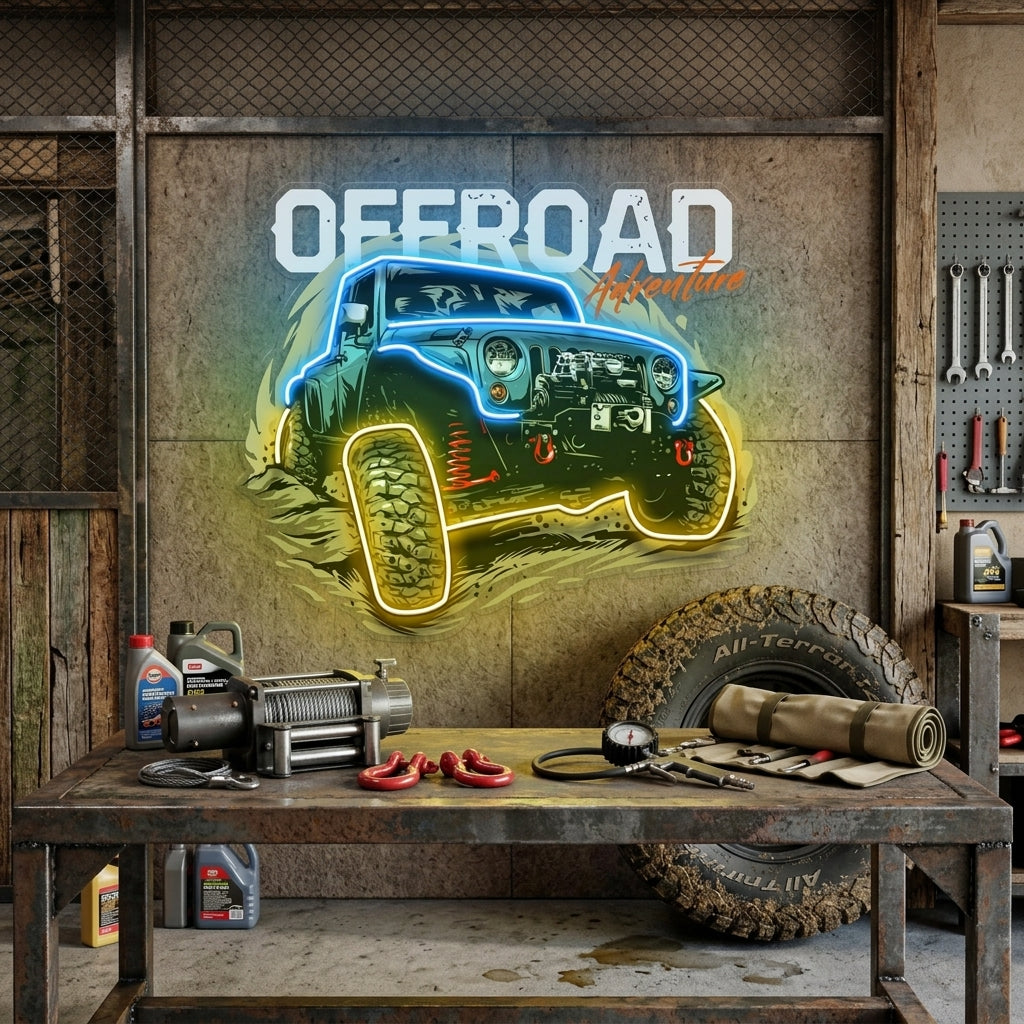 Offroad Adventure Dark Car LED Neon Sign Light Pop Art