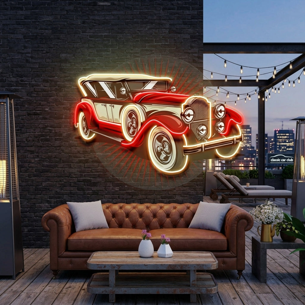 Old Car Power LED Neon Sign Light Pop Art
