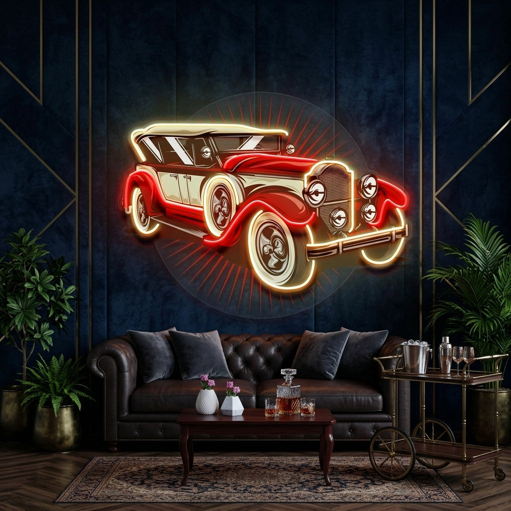 Old Car Power LED Neon Sign Light Pop Art