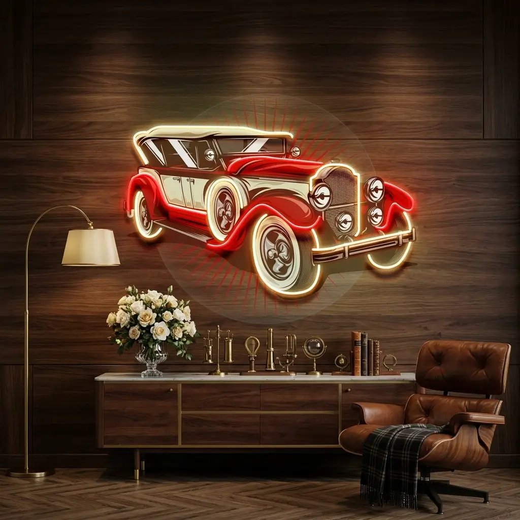 Old Car Power LED Neon Sign Light Pop Art
