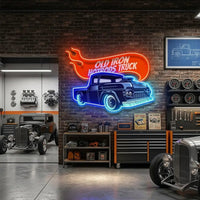Old Iron Hotrods Truck LED Neon Sign Light Pop Art
