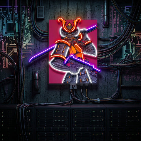 Oni Samurai Mascot LED Neon Sign Light Pop Art
