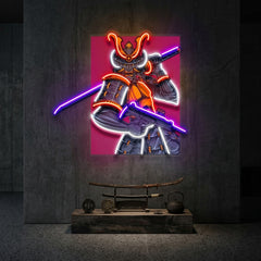 Oni Samurai Mascot LED Neon Sign Light Pop Art