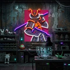 Oni Samurai Mascot LED Neon Sign Light Pop Art