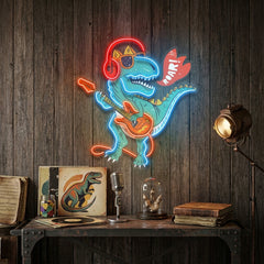 Ool Dinosaur Playing Guitar LED Neon Sign Light Pop Art