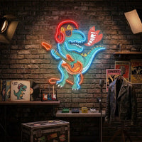 Ool Dinosaur Playing Guitar LED Neon Sign Light Pop Art