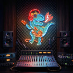 Ool Dinosaur Playing Guitar LED Neon Sign Light Pop Art