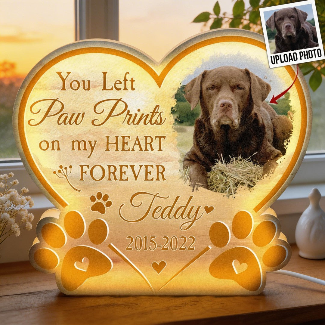 Paw Prints On My Heart - Personalized Photo Light Box