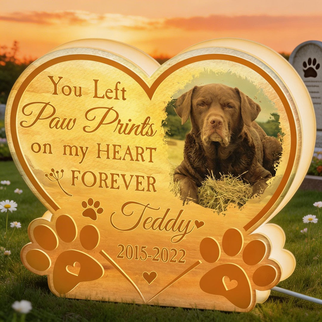 Paw Prints On My Heart - Personalized Photo Light Box