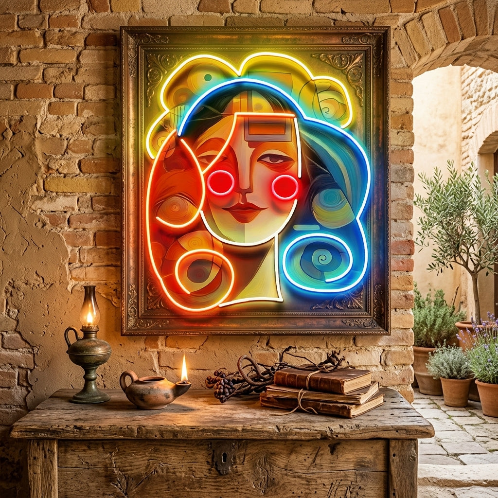 Peaceful Girl Portrait Abstract Art LED Neon Sign Light Pop Art