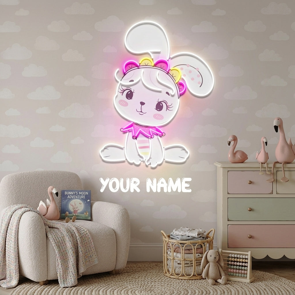 Personalized Baby Rabbit Girl Gift For Kids Artwork Led Neon Sign Light