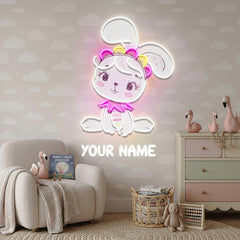 Personalized Baby Rabbit Girl Gift For Kids Artwork Led Neon Sign Light