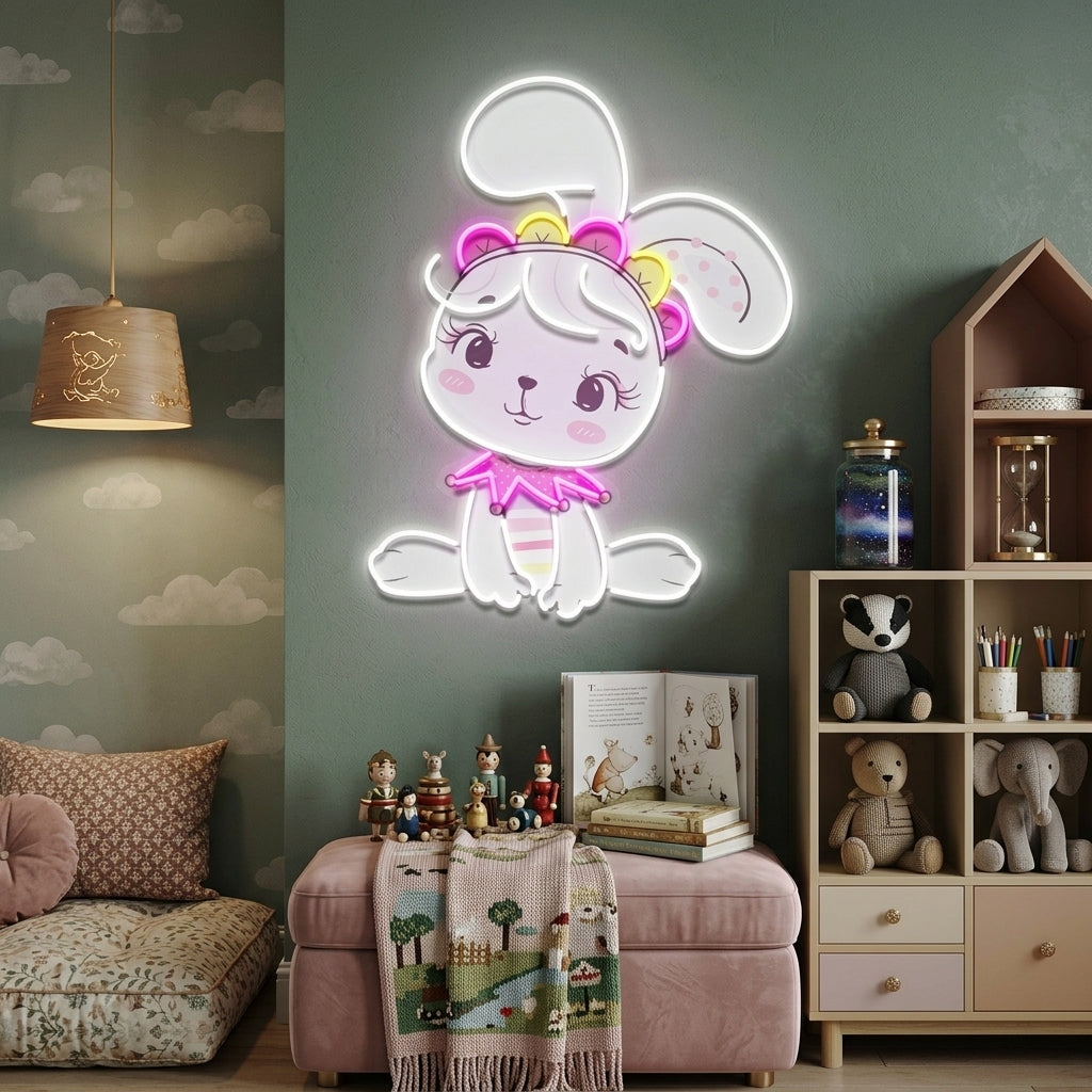 Personalized Baby Rabbit Girl Gift For Kids Artwork Led Neon Sign Light