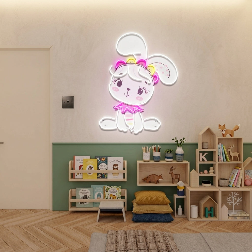 Personalized Baby Rabbit Girl Gift For Kids Artwork Led Neon Sign Light