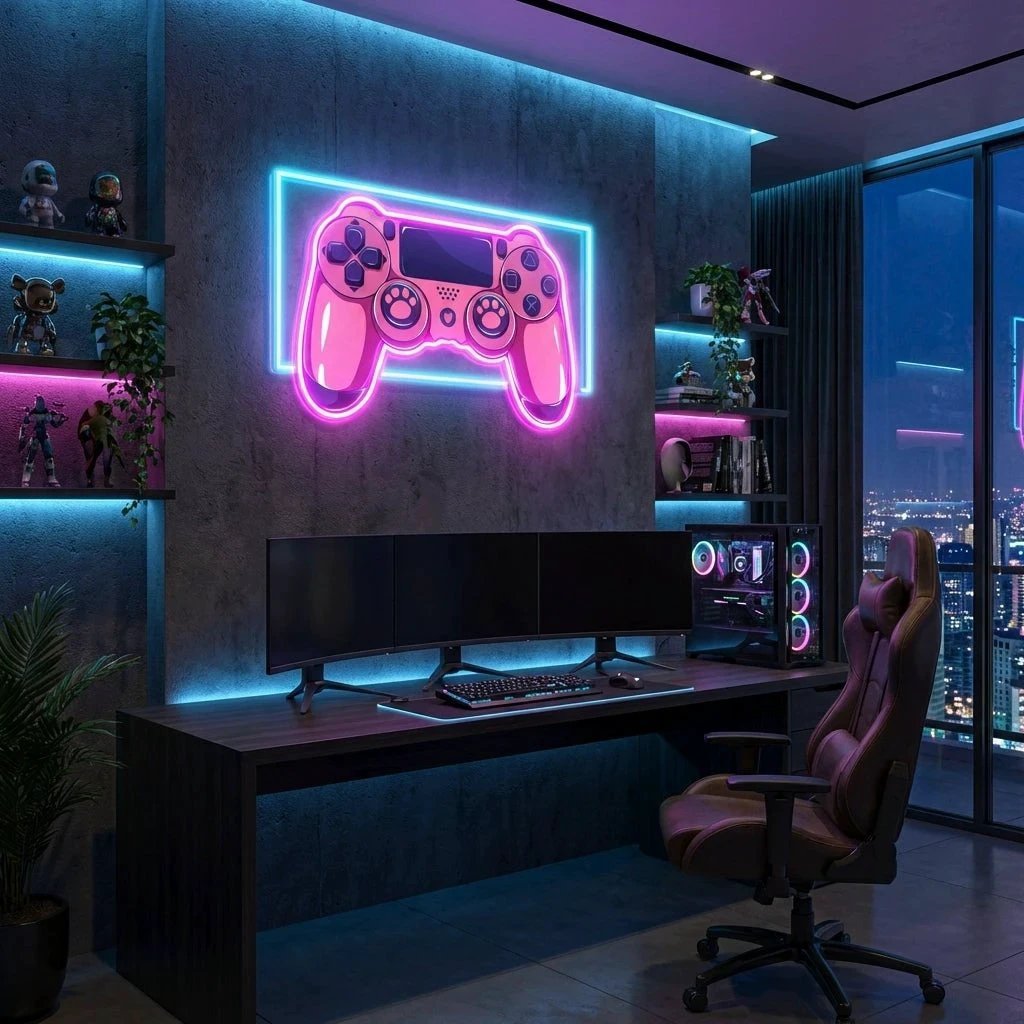 Pink Controller Art Work Led Neon Sign Light
