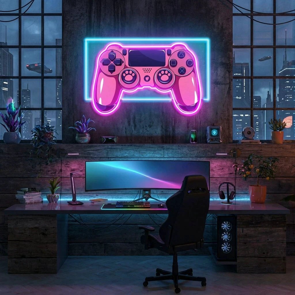 Pink Controller Art Work Led Neon Sign Light