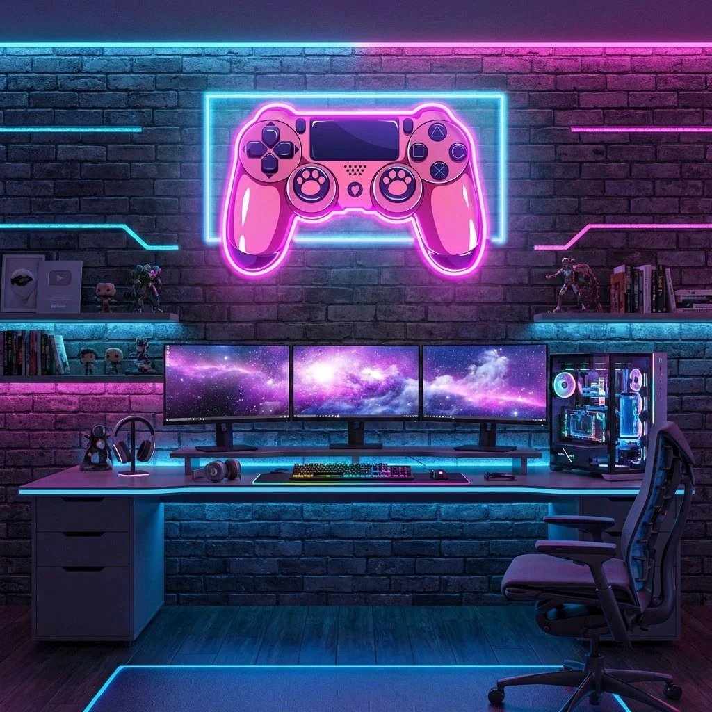 Pink Controller Art Work Led Neon Sign Light