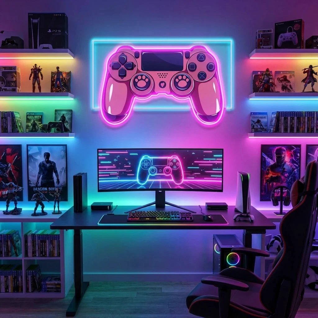 Pink Controller Art Work Led Neon Sign Light