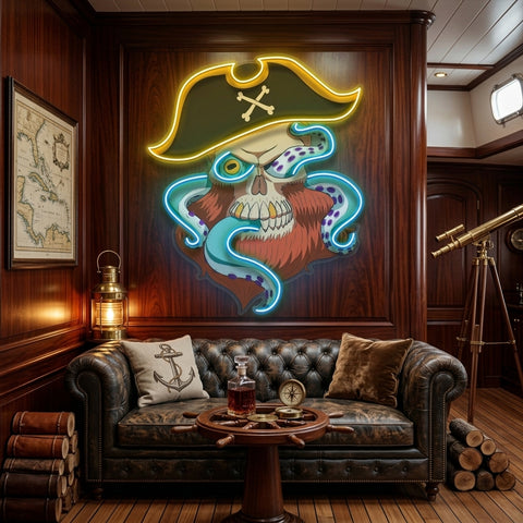 Pirate Captain Skull LED Neon Sign Light Pop Art