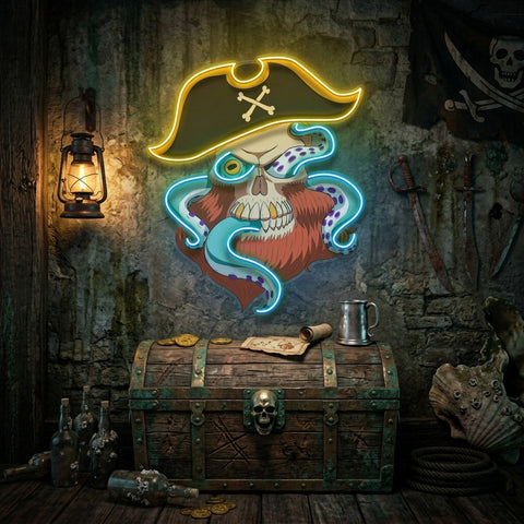Pirate Captain Skull LED Neon Sign Light Pop Art