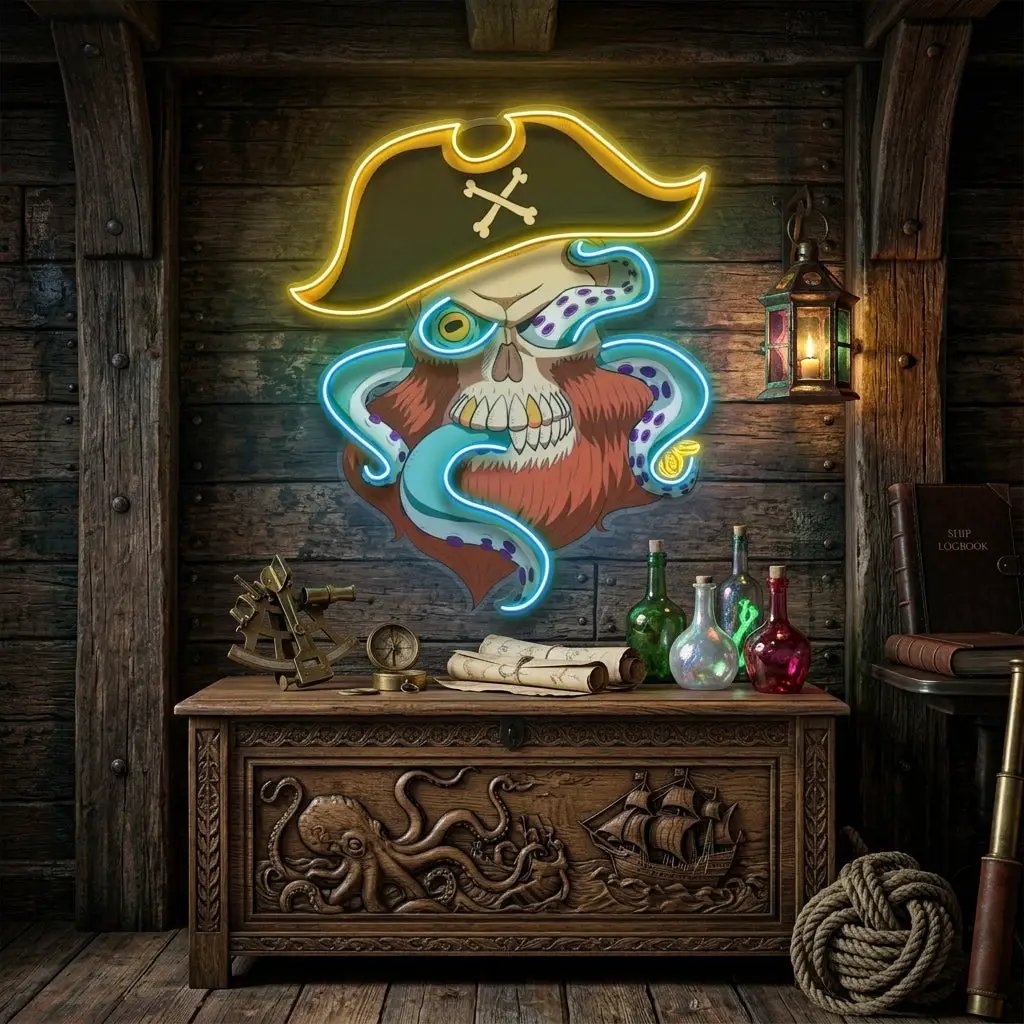 Pirate Captain Skull LED Neon Sign Light Pop Art