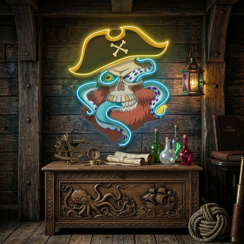 Pirate Captain Skull LED Neon Sign Light Pop Art