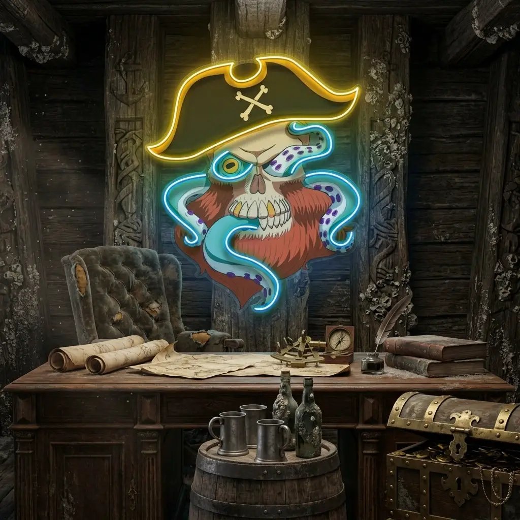Pirate Captain Skull LED Neon Sign Light Pop Art
