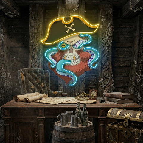 Pirate Captain Skull LED Neon Sign Light Pop Art