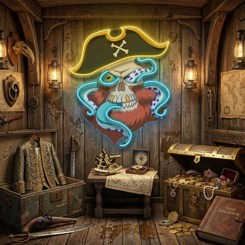 Pirate Captain Skull LED Neon Sign Light Pop Art