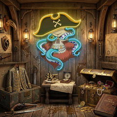 Pirate Captain Skull LED Neon Sign Light Pop Art