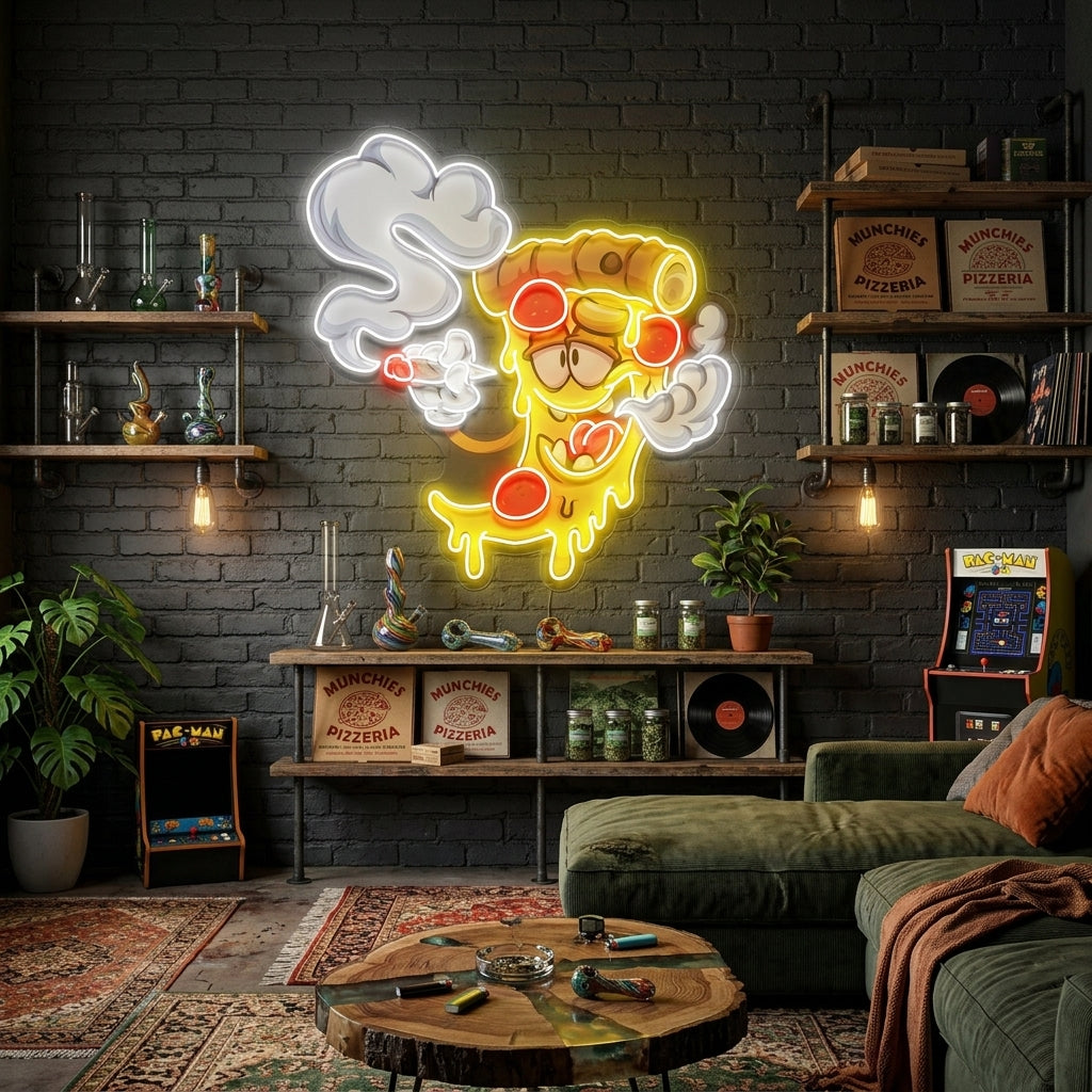 Pizza Slice Cartoon Artwork Led Neon Sign Light