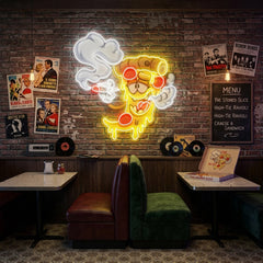 Pizza Slice Cartoon Artwork Led Neon Sign Light