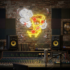 Pizza Slice Cartoon Artwork Led Neon Sign Light