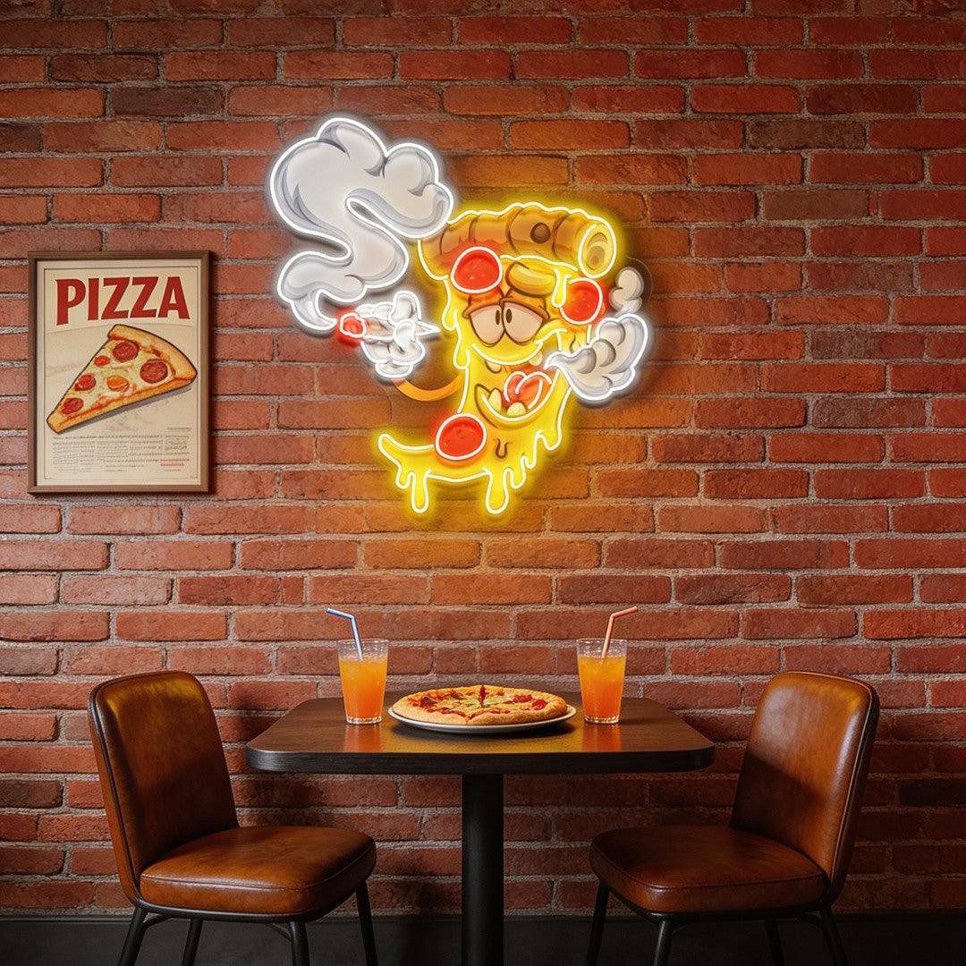 Pizza Slice Cartoon Artwork Led Neon Sign Light
