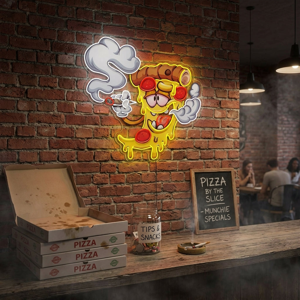 Pizza Slice Cartoon Artwork Led Neon Sign Light